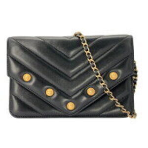 CHANEL CC Button Chain Shoulder Bag Chevron Lambskin Coco Mark V Stitching